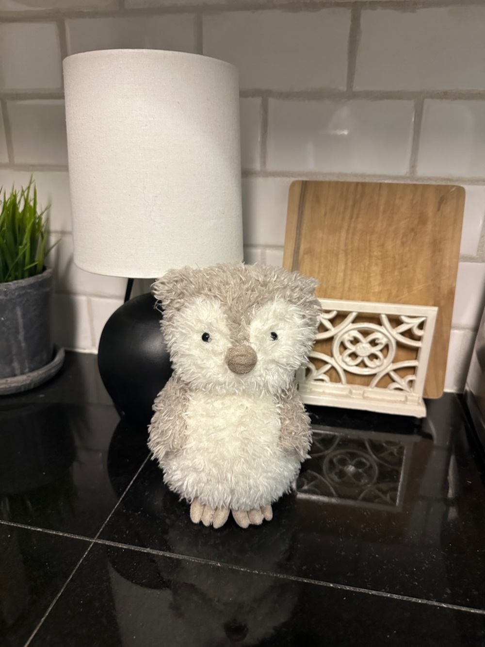 Jellycat Cream and Gray Fluffy Owl Plush